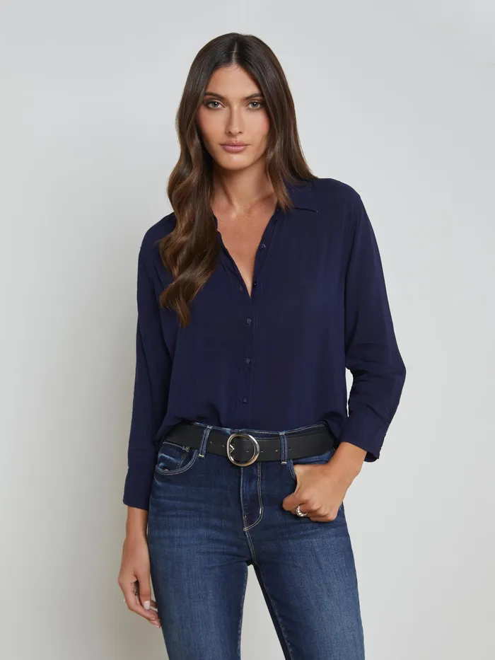 Women L039Agence Blouses and Tops Marlene Blouse Navy