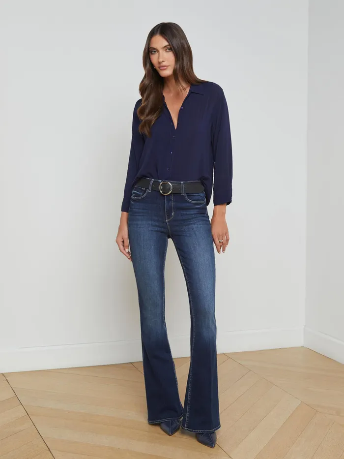 Women L039Agence Blouses and Tops Marlene Blouse Navy