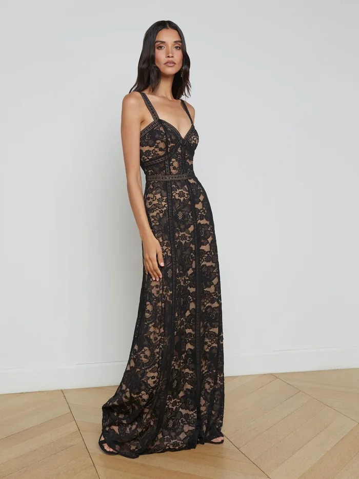 Women L039Agence Dresses and Jumpsuits Avignon Lace Maxi Dress Black