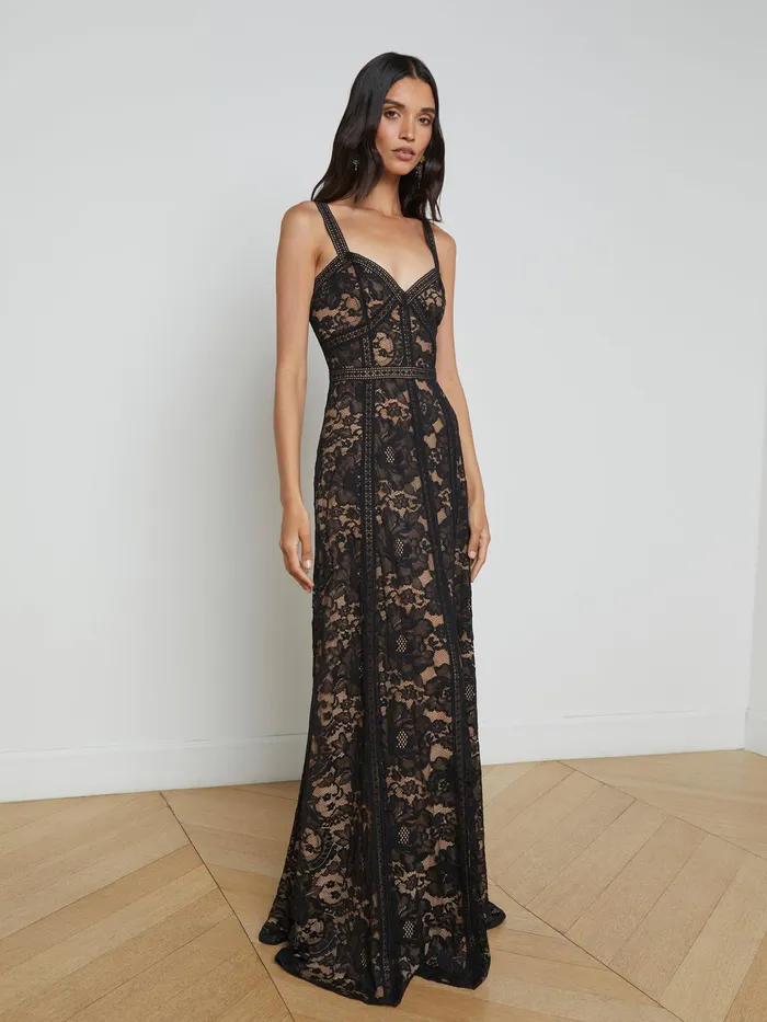 Women L039Agence Dresses and Jumpsuits Avignon Lace Maxi Dress Black Women L039Agence Dresses and Jumpsuits Avignon Lace Maxi Dress Black