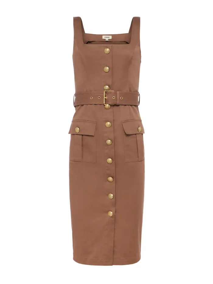 Women L039Agence Dresses and Jumpsuits Idy ButtonFront Dress Chocolate Malt Women L039Agence Dresses and Jumpsuits Idy ButtonFront Dress Chocolate Malt