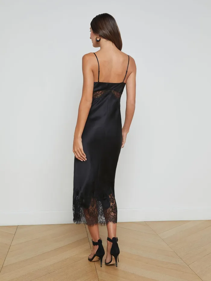 Women L039Agence Dresses and Jumpsuits Scotly Silk Lace Dress Black Women L039Agence Dresses and Jumpsuits Scotly Silk Lace Dress Black