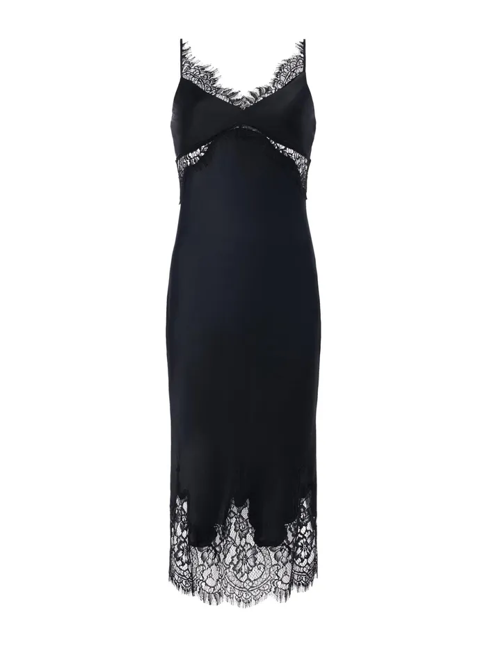 Women L039Agence Dresses and Jumpsuits Scotly Silk Lace Dress Black Women L039Agence Dresses and Jumpsuits Scotly Silk Lace Dress Black