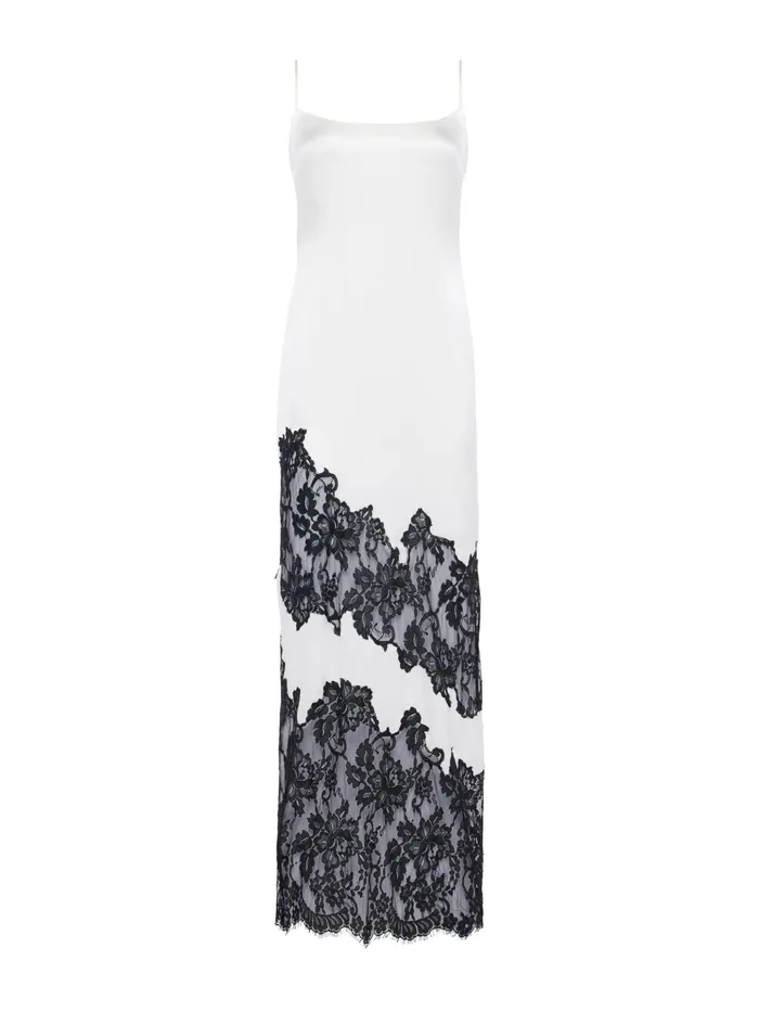 Women L039Agence Dresses and Jumpsuits Silvana Silk Lace Gown Ivoryblack