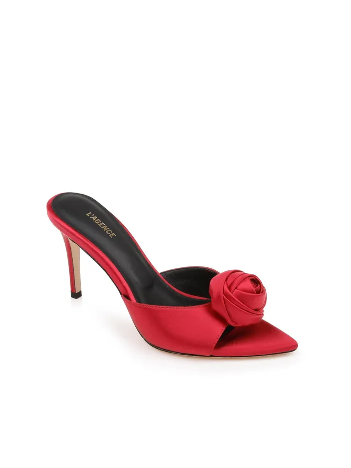 Women L039Agence Heels Felice Satin Sandal Red Satin