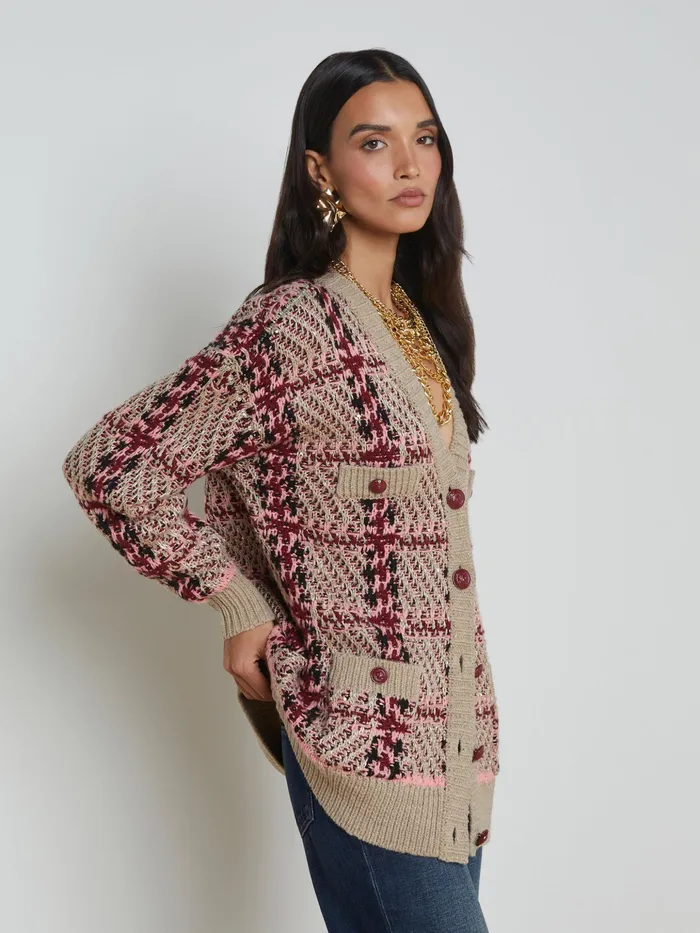 Women L039Agence Knitwear Macie Cardigan Naturalpinkburgundyblack Sequin Women L039Agence Knitwear Macie Cardigan Naturalpinkburgundyblack Sequin