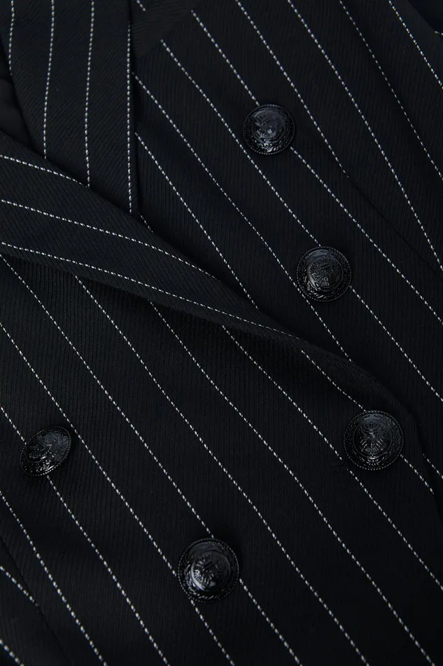 Women L039Agence Matching Sets Kendi Pinstriped Long Blazer Blackecru Women L039Agence Matching Sets Kendi Pinstriped Long Blazer Blackecru