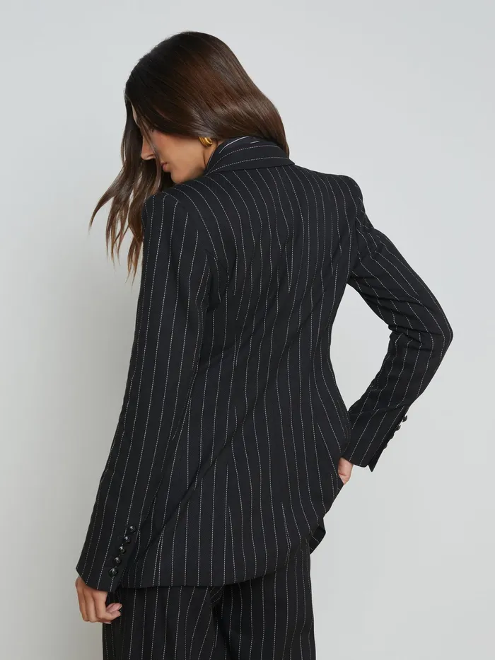 Women L039Agence Matching Sets Kendi Pinstriped Long Blazer Blackecru Women L039Agence Matching Sets Kendi Pinstriped Long Blazer Blackecru