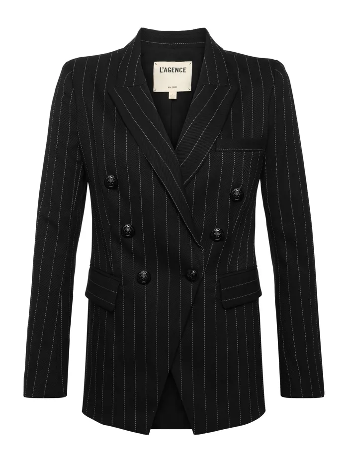 Women L039Agence Matching Sets Kendi Pinstriped Long Blazer Blackecru Women L039Agence Matching Sets Kendi Pinstriped Long Blazer Blackecru