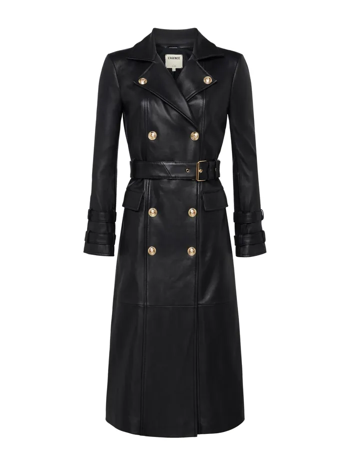 Women L039Agence Outerwear New Celina Leather Trench Coat Black Women L039Agence Outerwear New Celina Leather Trench Coat Black