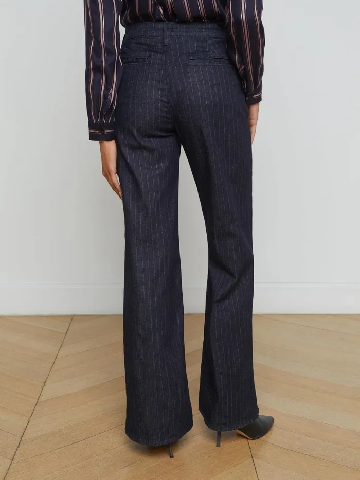 Women L039Agence Pants Angeline Pinstriped Trouser Indigoblue Glitter Stripe Women L039Agence Pants Angeline Pinstriped Trouser Indigoblue Glitter Stripe