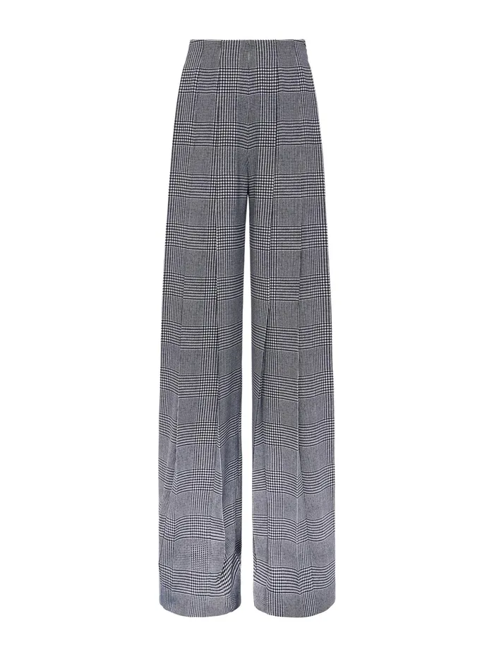 Women L039Agence Pants Nova Pleated WideLeg Pant Whiteblack Glen Plaid
