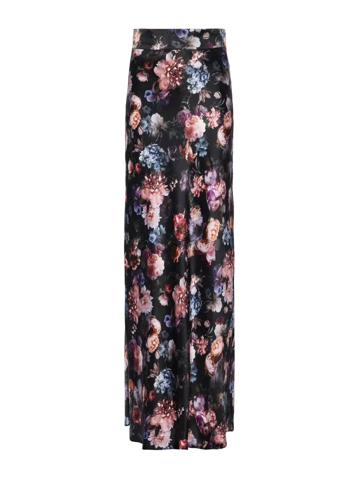 Women L039Agence Skirts Ryker Silk Maxi Skirt Black Multi Vintage Oil Flower Women L039Agence Skirts Ryker Silk Maxi Skirt Black Multi Vintage Oil Flower