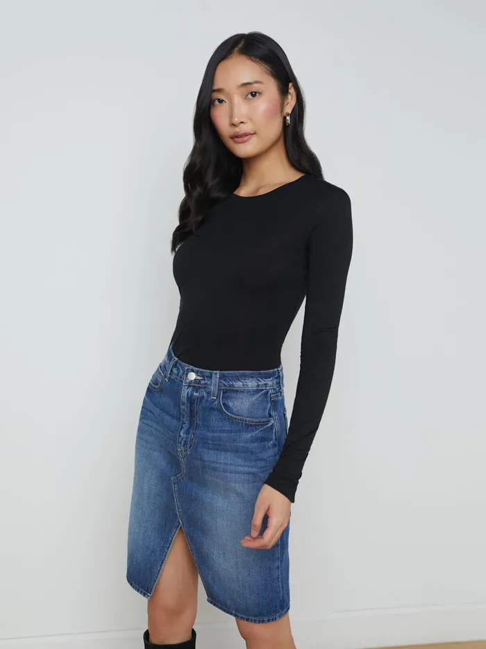 Women L039Agence Tees Ayla Cashmere Jersey Tee Black