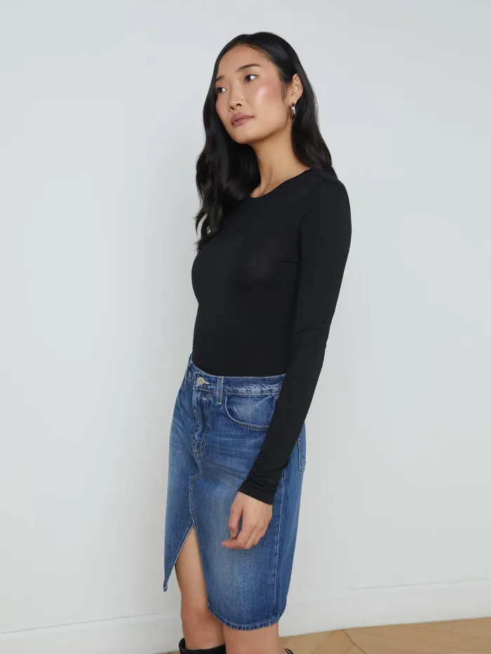 Women L039Agence Tees Ayla Cashmere Jersey Tee Black Women L039Agence Tees Ayla Cashmere Jersey Tee Black
