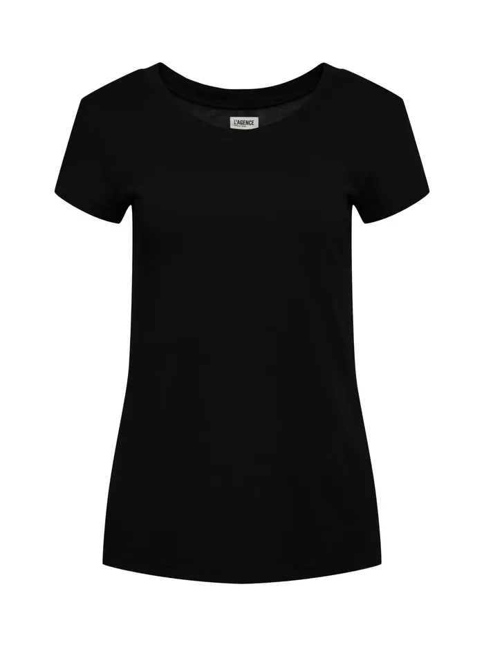 Women L039Agence Tees Cory Cotton Scoopneck Tee Black Women L039Agence Tees Cory Cotton Scoopneck Tee Black