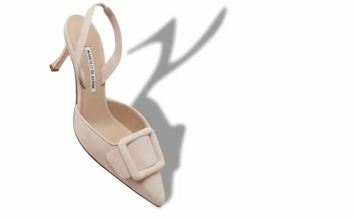Women Light Beige Suede Slingback Pumps Manolo Blahnik Pumps