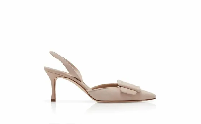 Women Light Beige Suede Slingback Pumps Manolo Blahnik Pumps