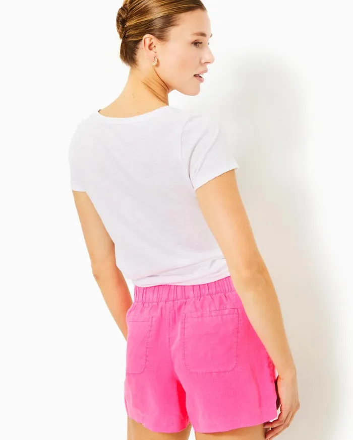 Women Lilly Pulitzer Bottoms 4034 Lilo Linen Short Roxie Pink