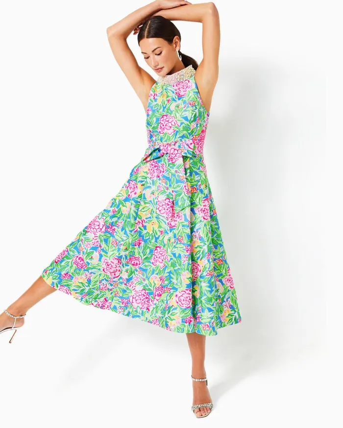 Women Lilly Pulitzer Dresses Lilly Pulitzer X Badgley Mischka Willa Halter Dress Multi Grove Garden Women Lilly Pulitzer Dresses Lilly Pulitzer X Badgley Mischka Willa Halter Dress Multi Grove Garden