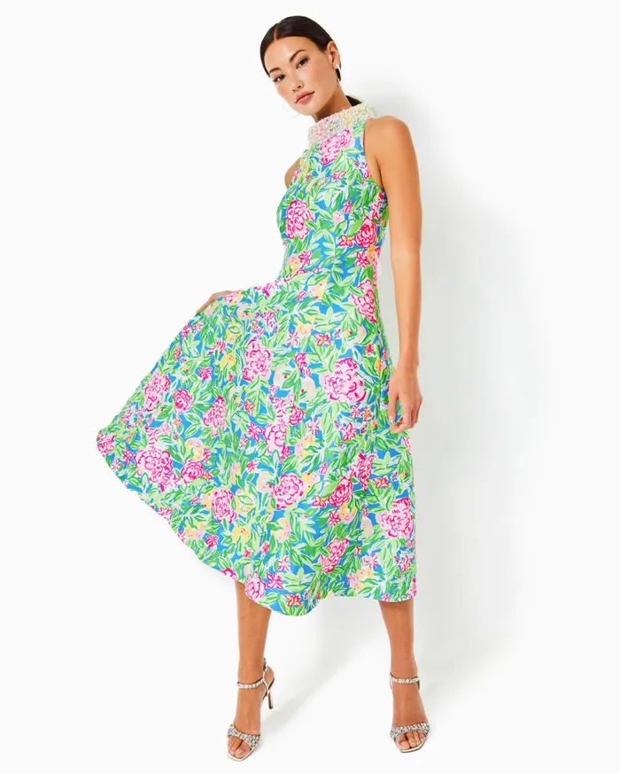 Women Lilly Pulitzer Dresses Lilly Pulitzer X Badgley Mischka Willa Halter Dress Multi Grove Garden Women Lilly Pulitzer Dresses Lilly Pulitzer X Badgley Mischka Willa Halter Dress Multi Grove Garden