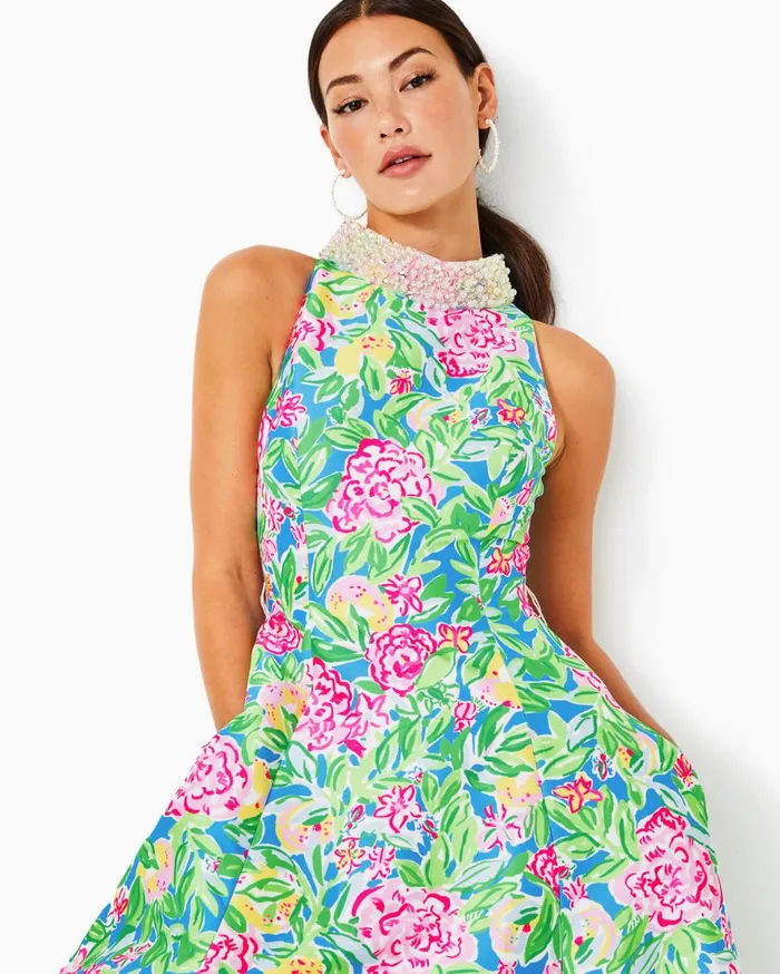 Women Lilly Pulitzer Dresses Lilly Pulitzer X Badgley Mischka Willa Halter Dress Multi Grove Garden Women Lilly Pulitzer Dresses Lilly Pulitzer X Badgley Mischka Willa Halter Dress Multi Grove Garden