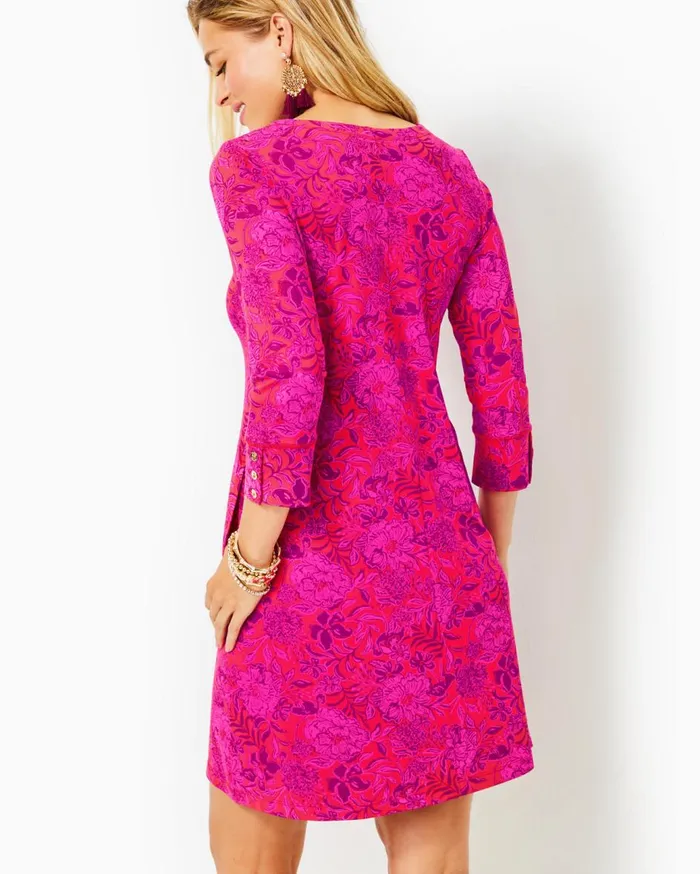 Women Lilly Pulitzer Dresses UPF 50 Solia ChillyLilly Dress Amaryllis Red Secret Hideaway