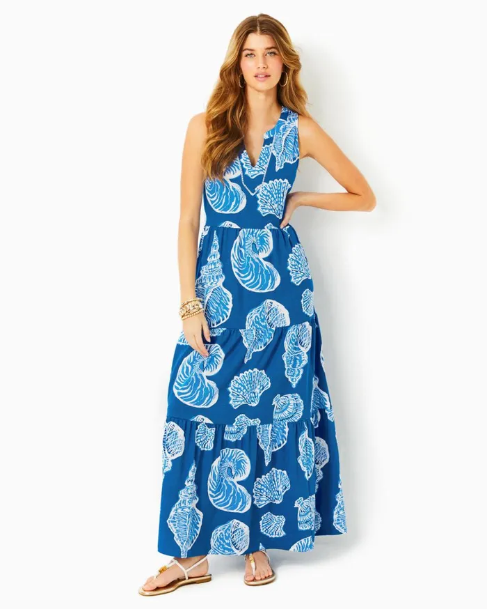 Women Lilly Pulitzer Dresses UPF 50 Solia ChillyLilly Dress Amaryllis Red Secret Hideaway