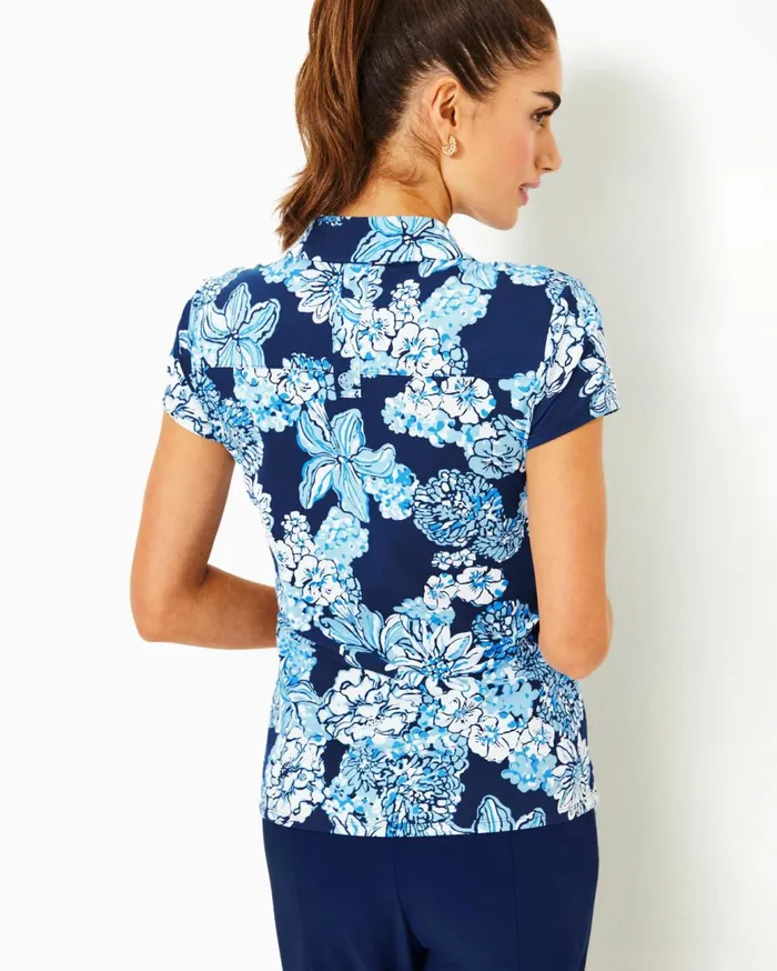 Women Lilly Pulitzer Tops UPF 50 Luxletic Frida Polo Top Low Tide Navy Bouquet All Day Women Lilly Pulitzer Tops UPF 50 Luxletic Frida Polo Top Low Tide Navy Bouquet All Day