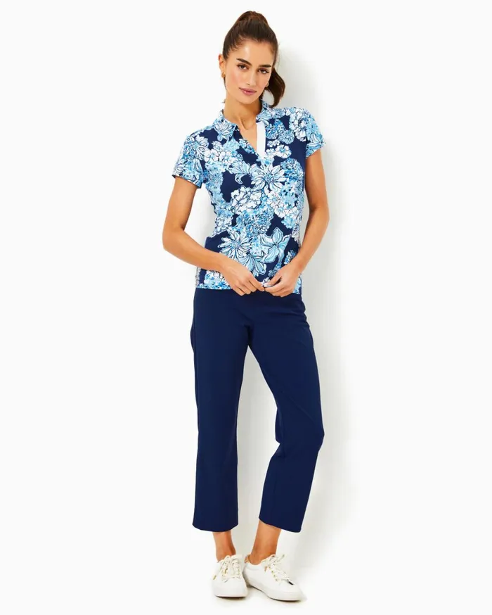 Women Lilly Pulitzer Tops UPF 50 Luxletic Frida Polo Top Low Tide Navy Bouquet All Day Women Lilly Pulitzer Tops UPF 50 Luxletic Frida Polo Top Low Tide Navy Bouquet All Day