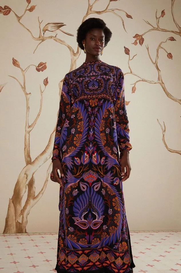 Women Maxi Dresses Farm Rio Black Heart Forest Maxi Dress