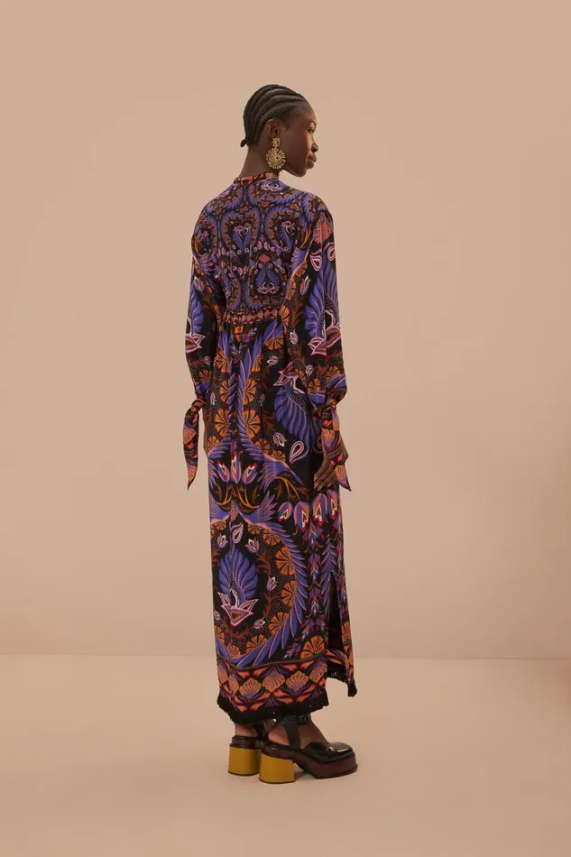 Women Maxi Dresses Farm Rio Black Heart Forest Maxi Dress