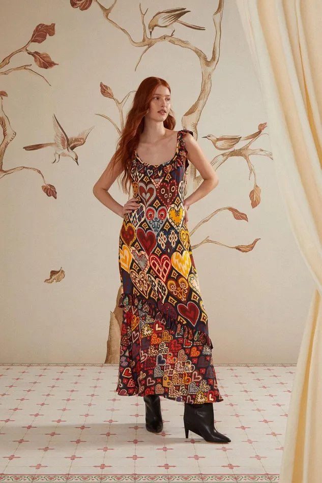Women Maxi Dresses Farm Rio Black Hearts Ikat Lenzing Ecovero Viscose Maxi Dress Women Maxi Dresses Farm Rio Black Hearts Ikat Lenzing Ecovero Viscose Maxi Dress