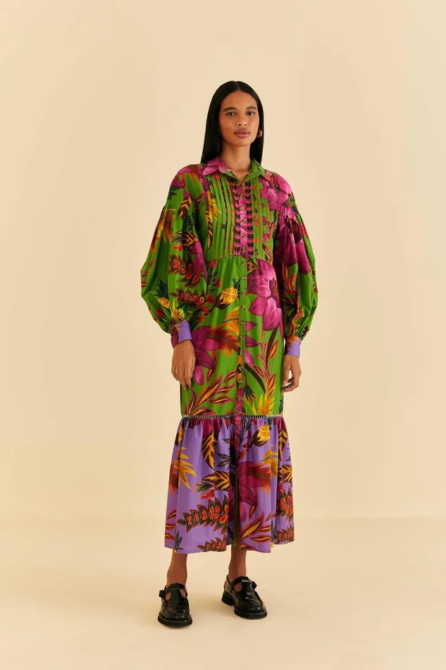 Women Maxi Dresses Farm Rio Maxi Flowers Organic Cotton Maxi Dress
