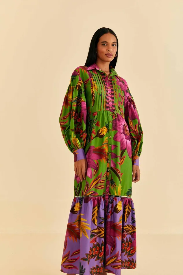 Women Maxi Dresses Farm Rio Maxi Flowers Organic Cotton Maxi Dress