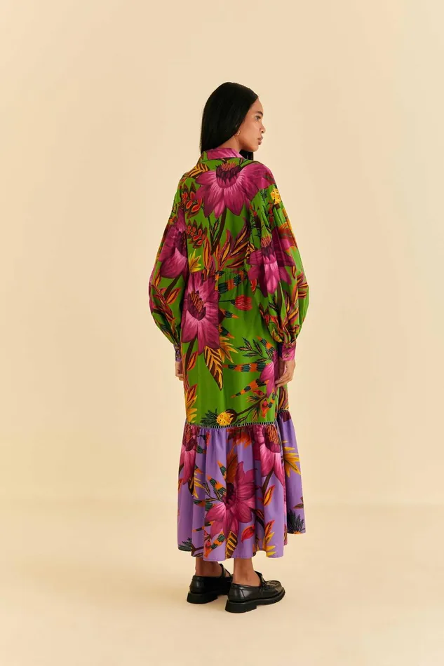 Women Maxi Dresses Farm Rio Maxi Flowers Organic Cotton Maxi Dress