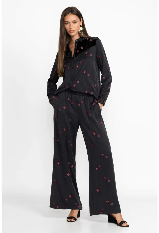 Women Maxine Seamed Wide Leg Pant Black Johnny Was Bottoms