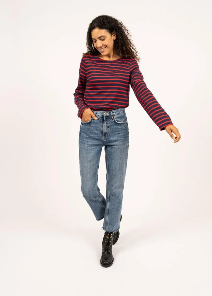WomenMen Breton Striped Shirts Saint James MINQUIERS MODERN Navy Red