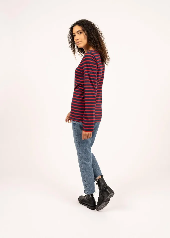 WomenMen Breton Striped Shirts Saint James MINQUIERS MODERN Navy Red
