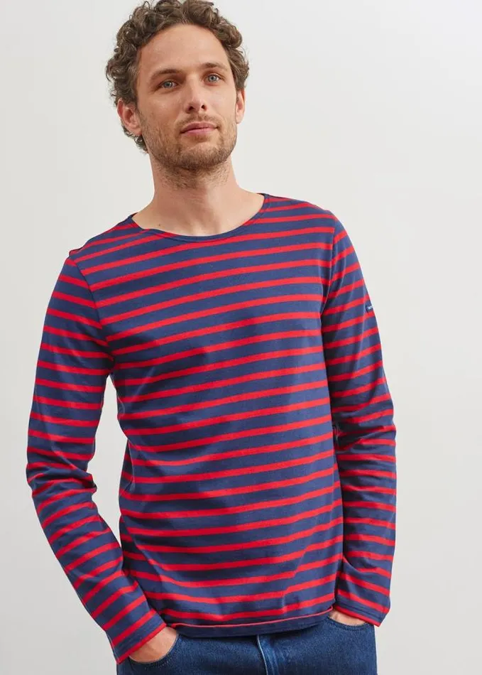 WomenMen Breton Striped Shirts Saint James MINQUIERS MODERN Navy Red