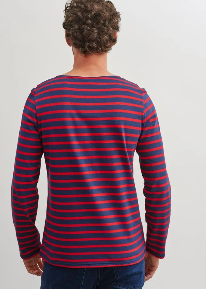 WomenMen Breton Striped Shirts Saint James MINQUIERS MODERN Navy Red