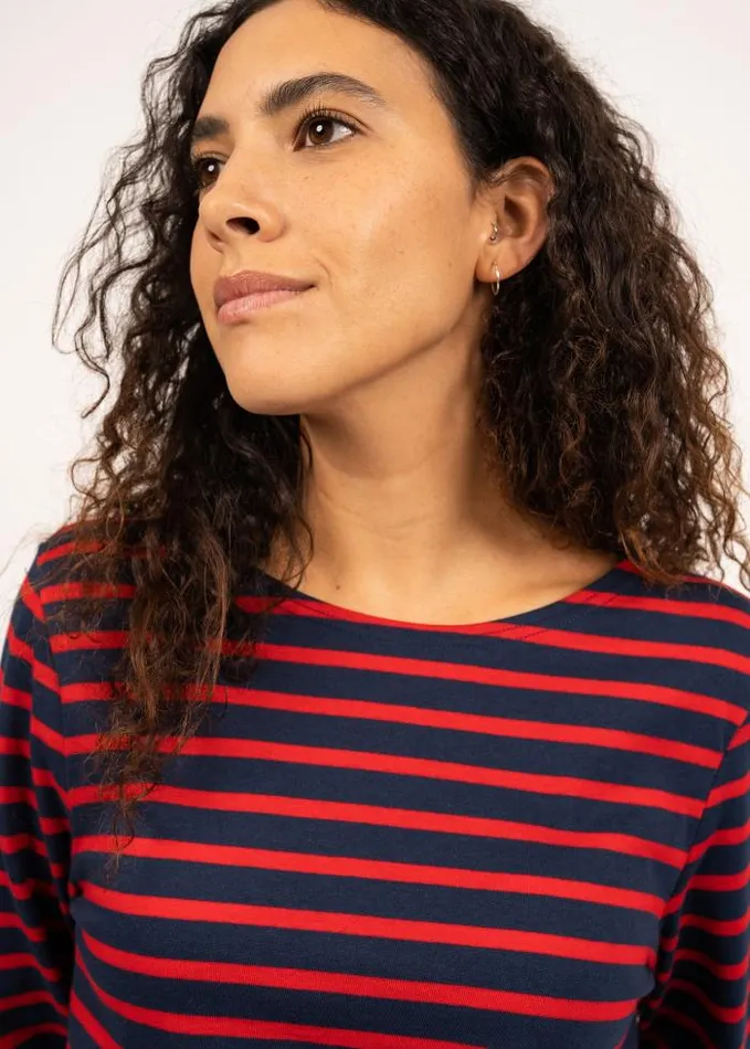WomenMen Breton Striped Shirts Saint James MINQUIERS MODERN Navy Red