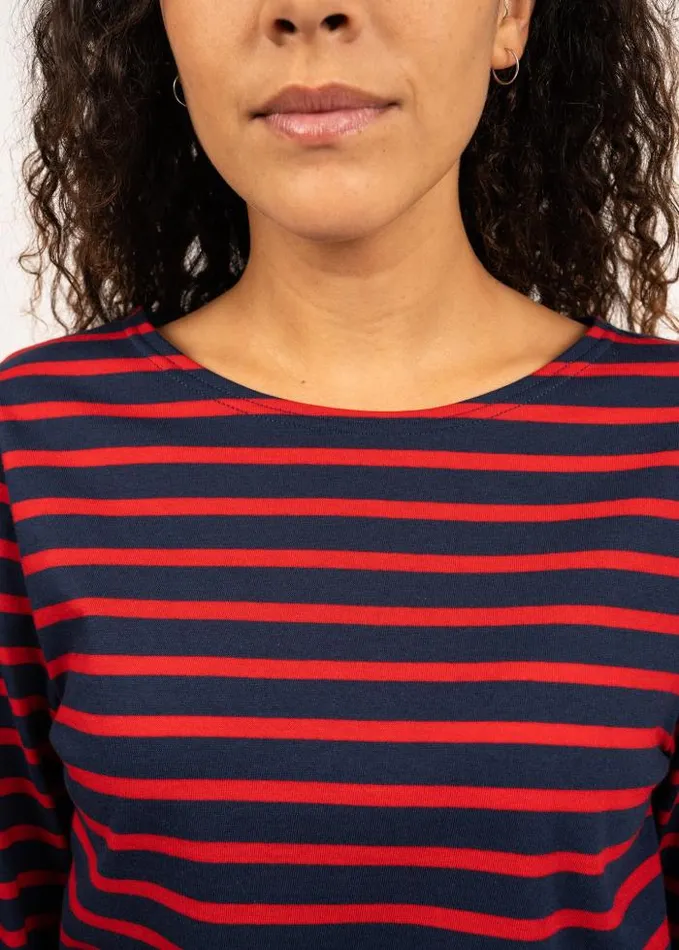 WomenMen Breton Striped Shirts Saint James MINQUIERS MODERN Navy Red
