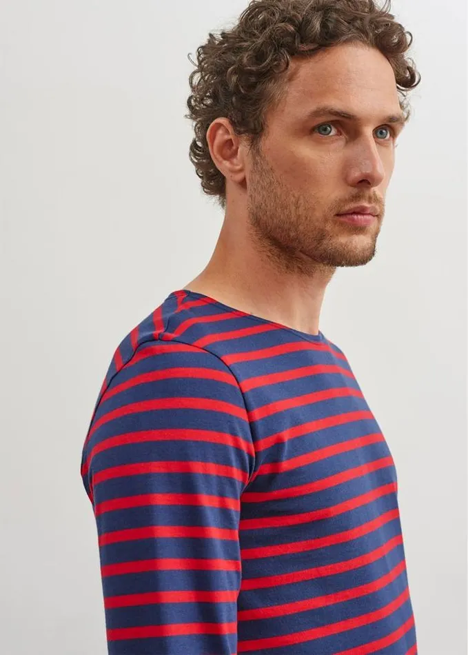 WomenMen Breton Striped Shirts Saint James MINQUIERS MODERN Navy Red