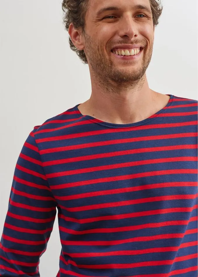 WomenMen Breton Striped Shirts Saint James MINQUIERS MODERN Navy Red