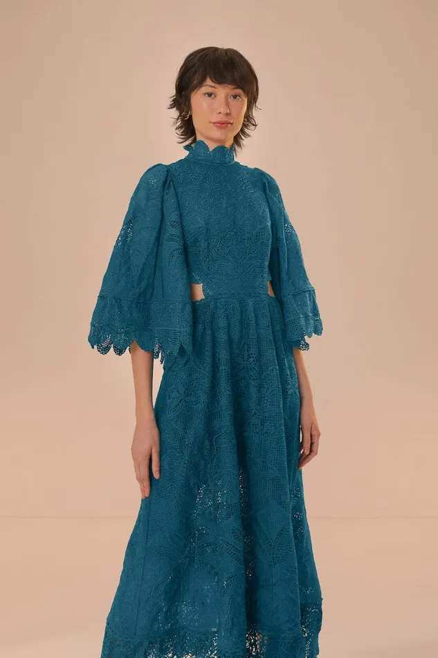 Women Midi Dresses Farm Rio Green Guipire CutOut Midi Dress