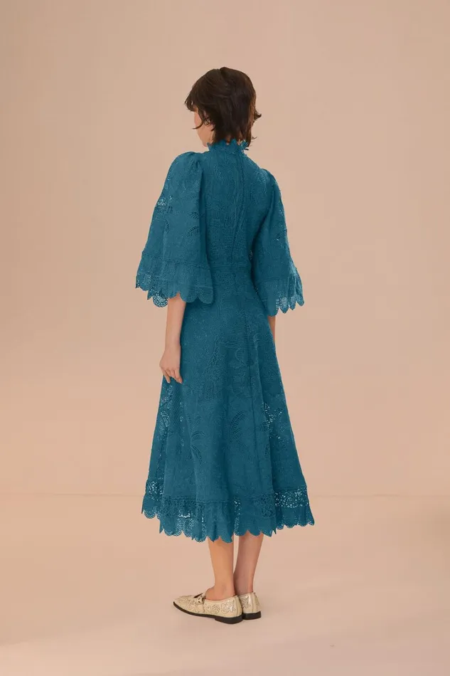 Women Midi Dresses Farm Rio Green Guipire CutOut Midi Dress