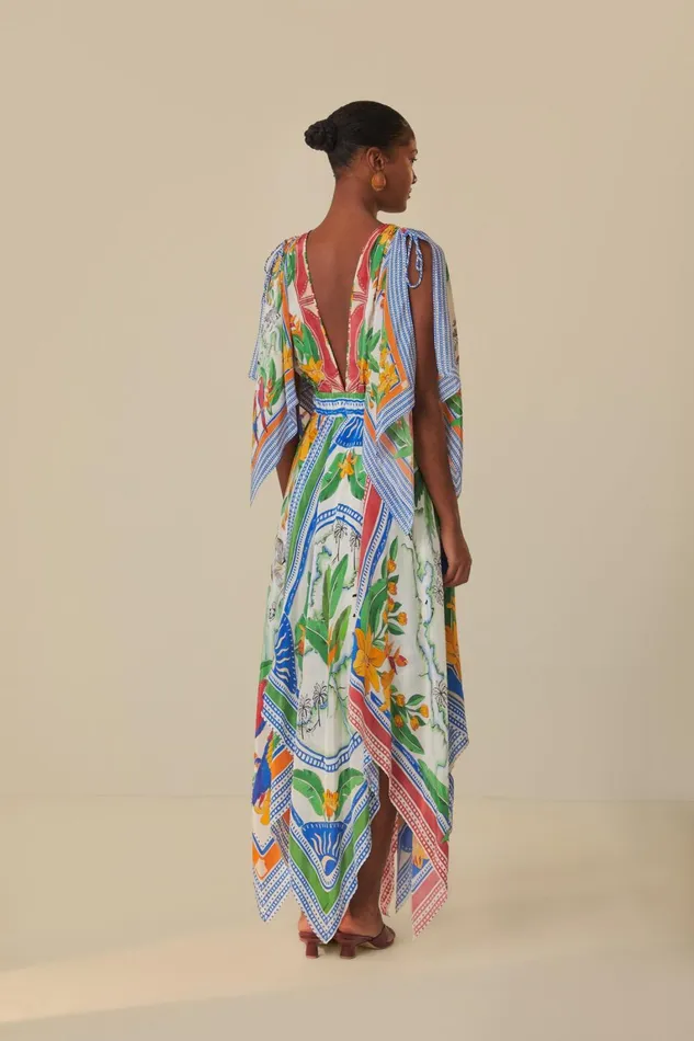 Women Midi Dresses Farm Rio OffWhite Tropical Destination Kimono Sleeve Midi Dress