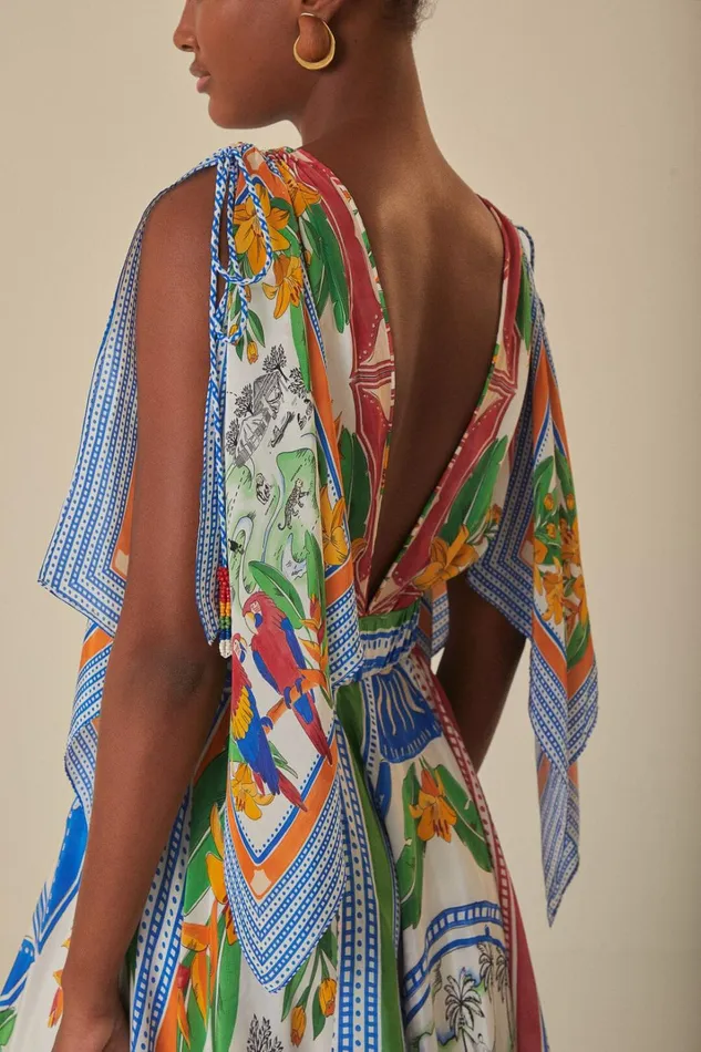 Women Midi Dresses Farm Rio OffWhite Tropical Destination Kimono Sleeve Midi Dress