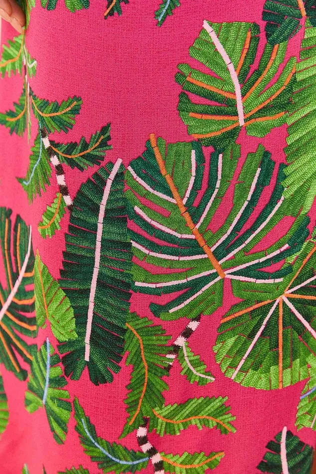 Women Midi Dresses Farm Rio Pink Leaves Midi Dress